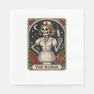 Serviette En Papier Funny Nurse Skeleton Tarot Card Halloween Nurse