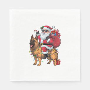 Serviette En Papier Funny Père Noël équitation berger allemand Chien N