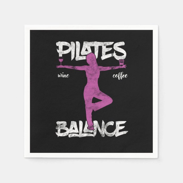 Serviette En Papier Funny Pilates Balancing Yoga Fitness Wine Drinker  (Devant)