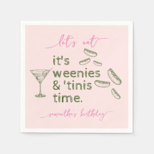 Serviette En Papier Funny Pink Weenies & Tinis Martini fête d'annivers