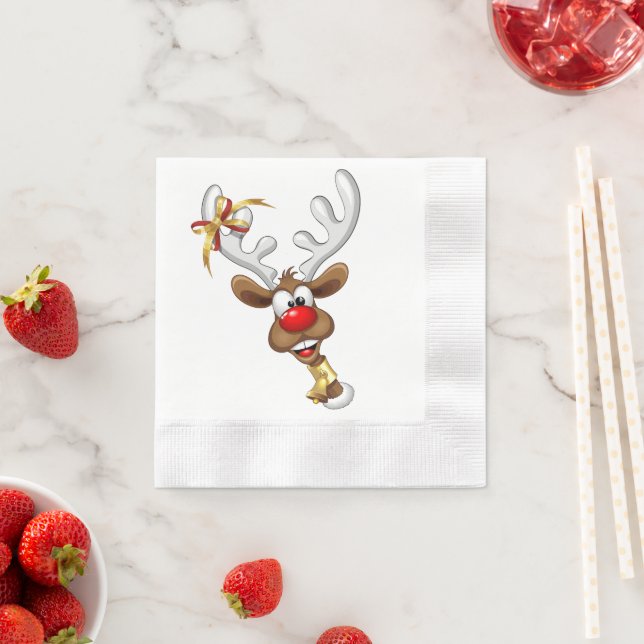 Serviette En Papier Funny Reindeer Peeking Christmas Meme  (En situation)