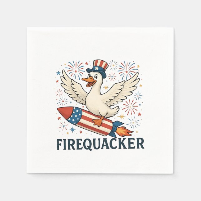 Serviette En Papier Funny Rubber Duck USA Patriotic Firequacker 4e (Devant)