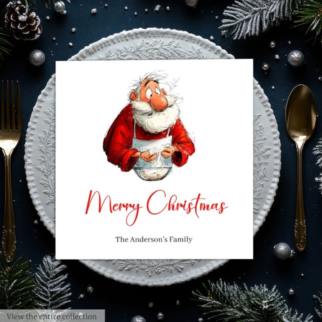Serviette En Papier Funny Santa Claus Watercolor Christmas Dinner  (Funny Santa Claus Watercolor Christmas Dinner Napkins

)