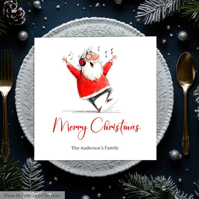 Serviette En Papier Funny Santa Watercolor Holiday Party Napkins (Funny Santa Watercolor Holiday Party Napkins)