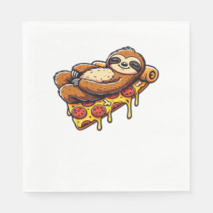 Serviette En Papier Funny Sloth mangeant Pizza, Kawaii Amoureux des an