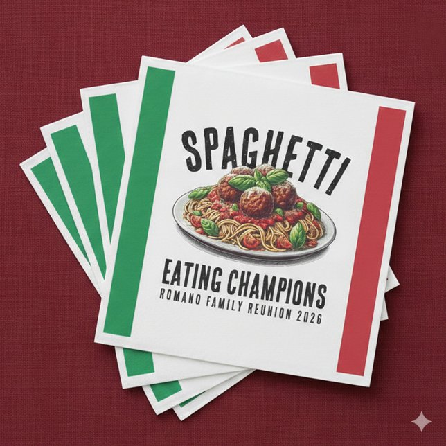 Serviette En Papier Funny Spaghetti Eating Champions Family Reunion (Funny Spaghetti Eating Champions Italian Family Reunion Paper Napkins Cover Photo)