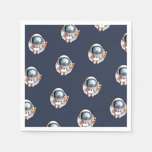Serviette En Papier Fusée d'Homme Spatial Lune Anniversaire (Devant)
