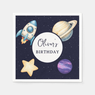 Serviette En Papier Fusée spatiale mignonne Planètes Navy Anniversaire