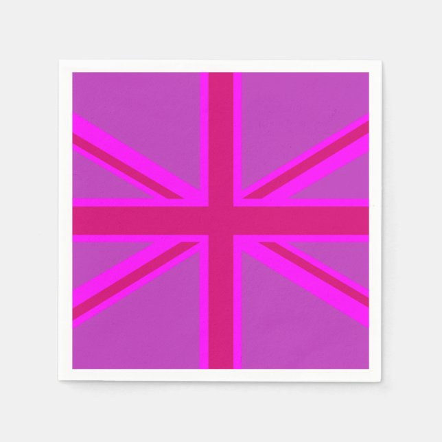 Serviette En Papier Fushia Union Jack rose chaud (Devant)