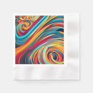 Serviette En Papier Fusion de vague de couleur – Art abstrait moderne