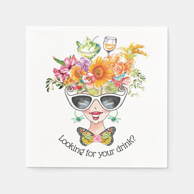 Serviette En Papier Fussy Flower Party Babe Papier Napkin (Devant)