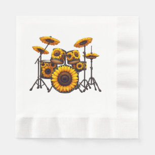 Serviette En Papier Fûts Fleur de tournesol Musicien Musique Florale