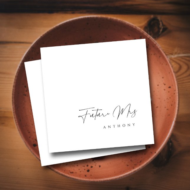 Serviette En Papier Futur Élégant Mariée | Shower de Mariage Lettre Ma (Elegant Future Mrs _ Hand Lettered Bridal Shower Napkin)