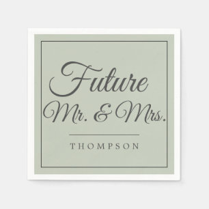 Serviette En Papier Futur M & Mme Engagement Party Olive Livre vert