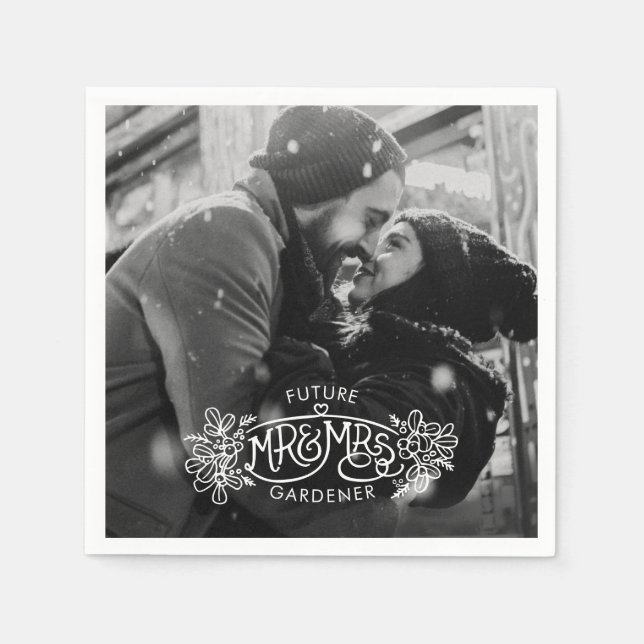 Serviette En Papier Futur M. & Mme fiançailles d'hiver (Devant)