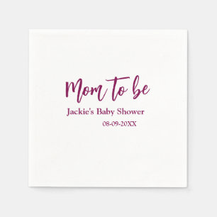 Serviette En Papier Futur maman baby shower nom date rose simple minim