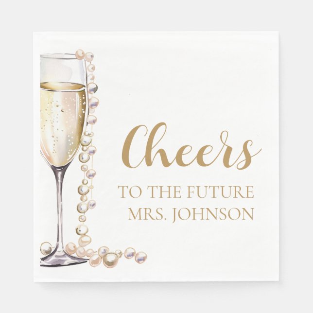 Serviette En Papier Futur mariage de Mme Perles et Prosecco (Devant)