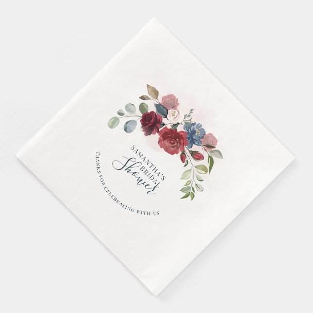 Serviette En Papier Futur Mariage Élégant Floral Mme Shower (Coin)