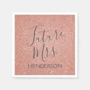 Serviette En Papier Futur Mme Rose Gold Blush Pink Sparkle Parties sci