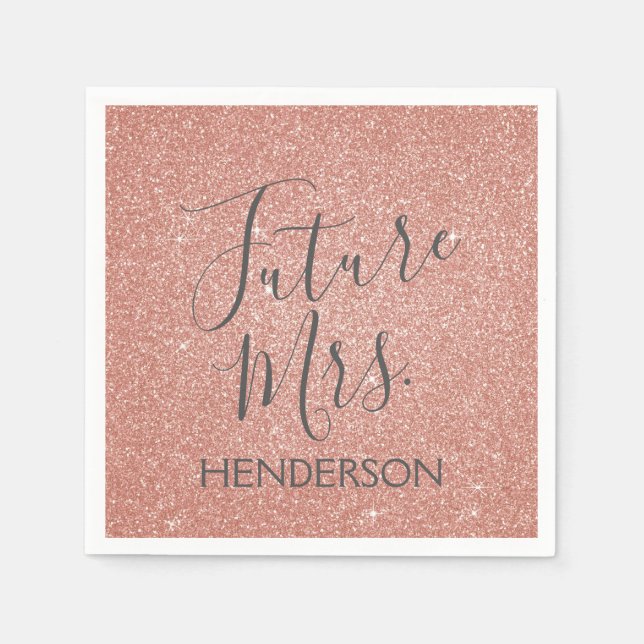 Serviette En Papier Futur Mme Rose Gold Blush Pink Sparkle Parties sci (Devant)