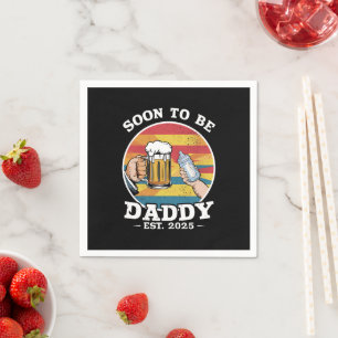 Serviette En Papier Futur Papa 2025 Premier Papa 2025 Rétro