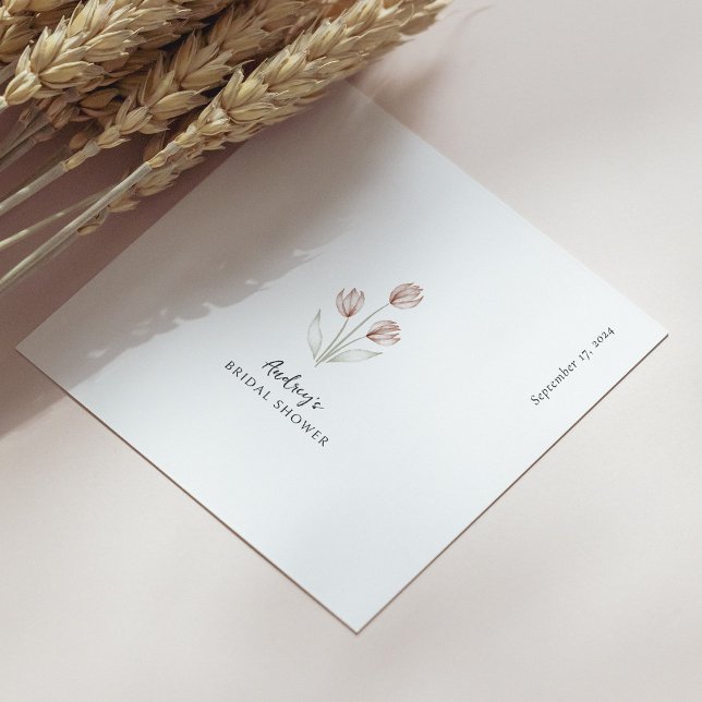 Serviette En Papier "Future mariée" Tulipe aquarelle rose et blanc (Personalized Bride to Be Pink & White Watercolor)