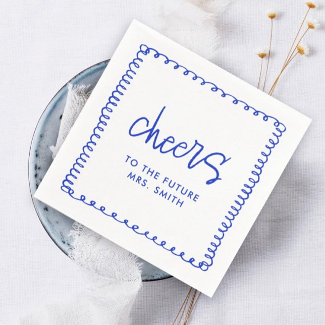 Serviette En Papier Future Mme French Blue Enterrement de Vie de Jeune (Créateur téléchargé)