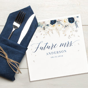 Serviette En Papier Future Mme Navy et la Fête des mariées florale bla