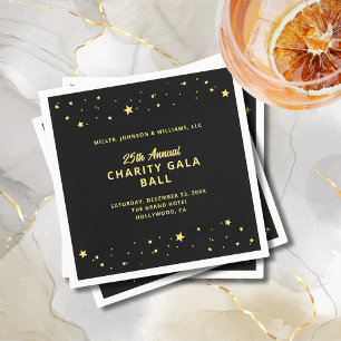 Serviette En Papier Gala Événement Charity Ball Élégant Black Gold Sta