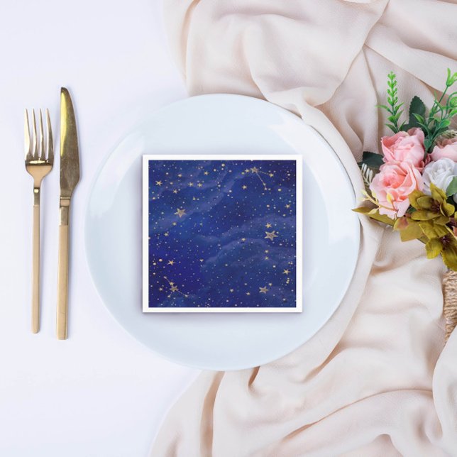 Serviette En Papier Galaxie bleue avec étoiles d'or (Créateur téléchargé)
