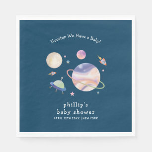 Serviette En Papier Galaxie spatiale verte de lune étoilée garçon bébé