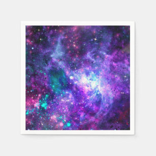 Serviette En Papier Galaxie spatiale violette Ciel rose sarcelle spati