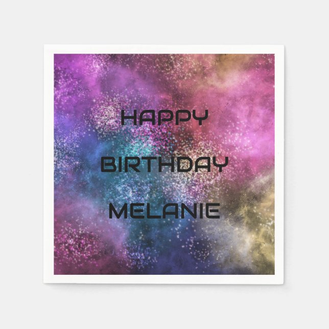 Serviette En Papier Galaxy Joyeux anniversaire (Devant)