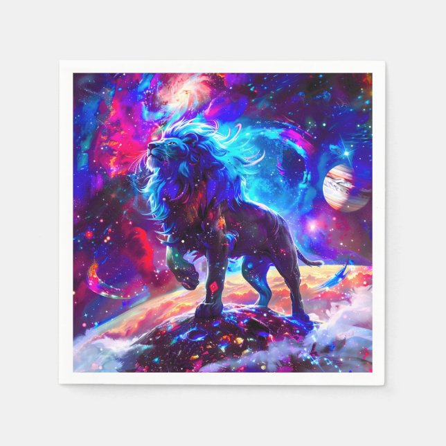 Serviette En Papier Galaxy Lion Blue (Devant)