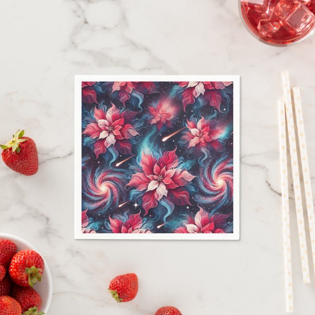 Serviette En Papier Galaxy Poinsettia Festive Motif Floral Découpage (En situation)