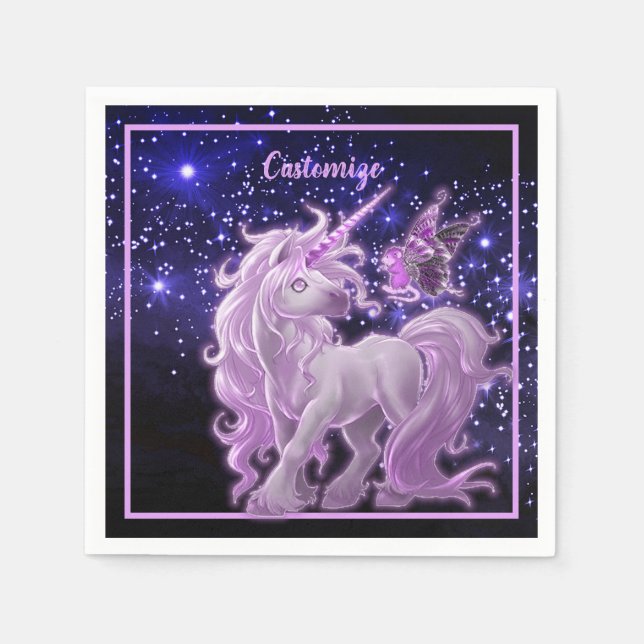 Serviette En Papier Galaxy Sparkle rose licorne (Devant)