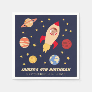 Serviette En Papier Galaxy Stars Birthday Boy Photo Space Rocket