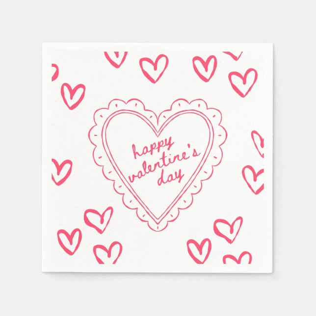 Serviette En Papier Galentine’s Day Valentine Girly Invitation (Devant)