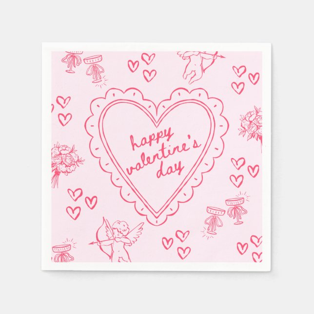 Serviette En Papier Galentine’s Day Valentine Girly Pink (Devant)