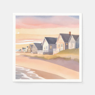 Serviette En Papier Galilée-sur-Mer Aquarelle de la plage de Rhode I