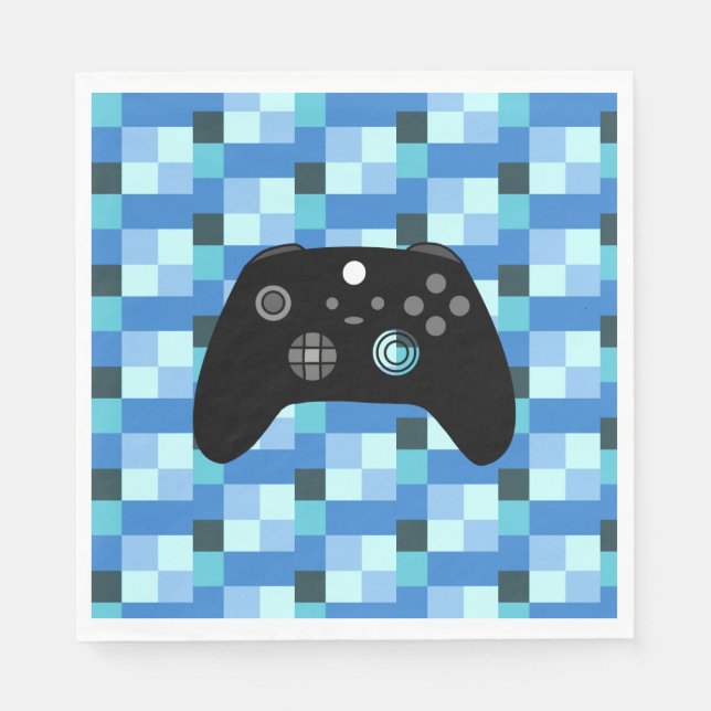Serviette En Papier Gamer Boy Blue Pixels Anniversaire