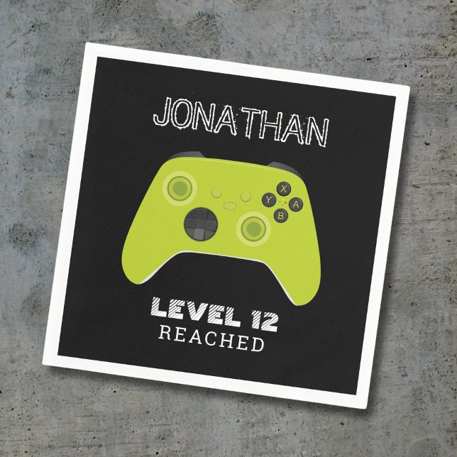 SERVIETTE EN PAPIER GAMER DE CONTRÔLEUR VERT NIVEAU HAUT SAC FAVOR (Créateur téléchargé)