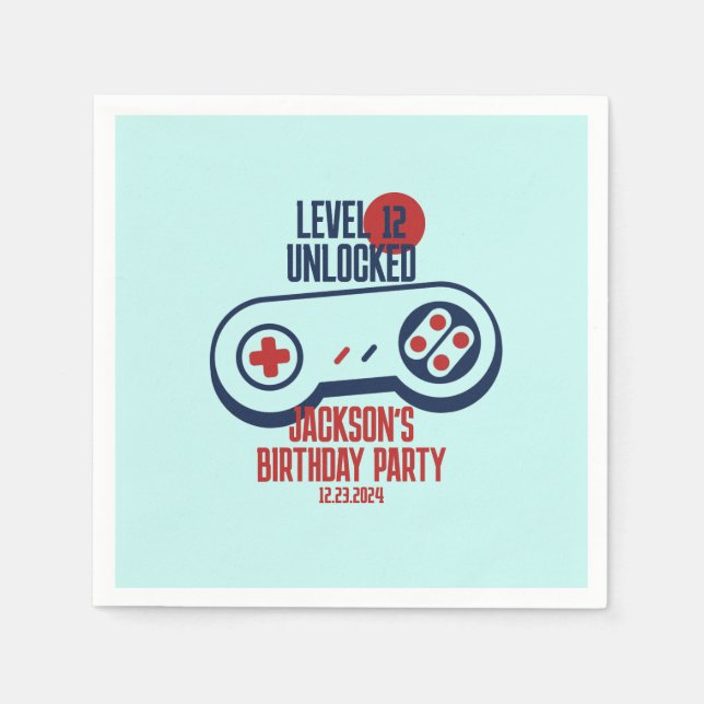 Serviette En Papier Gamer Niveau de jeu vidéo déverrouillé Jeux Annive (Devant)