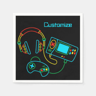 Serviette En Papier Gamer Retro Neon