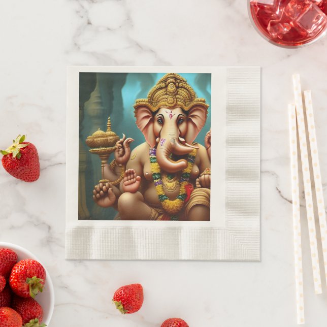 Serviette En Papier Ganesh prend un selfie (En situation)