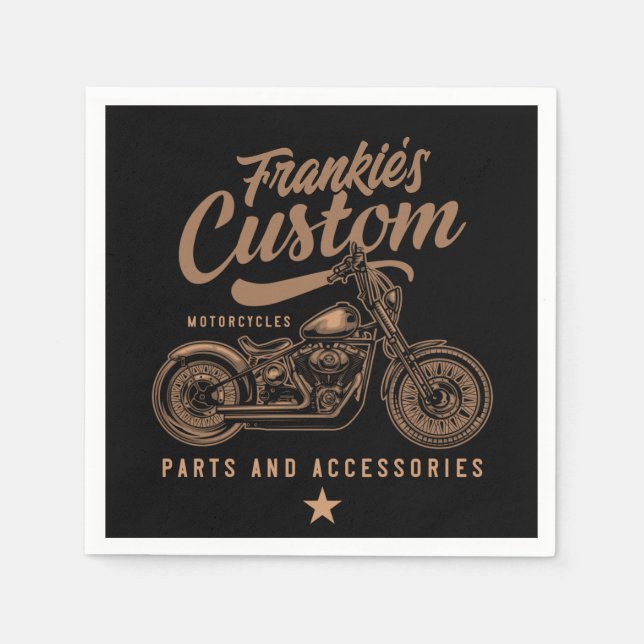 Serviette En Papier Garage de motocyclette Bobber personnalisé (Devant)