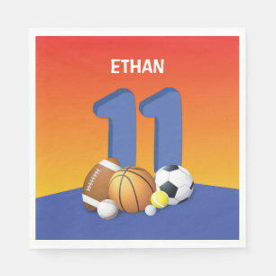 Serviette En Papier Garçon 11e anniversaire Sports Balls