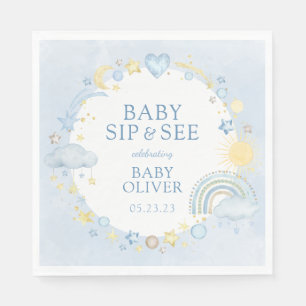 Serviette En Papier Garçon Aquarelle Arc-en-Ciel Sip And See
