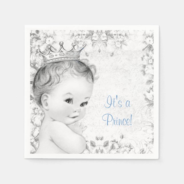 Serviette En Papier Garçon Baby Shower Vintage (Devant)