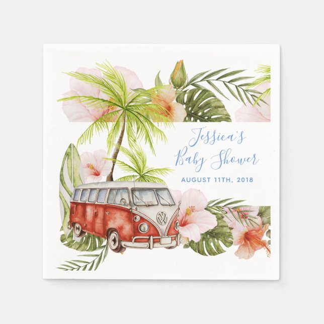 Serviette En Papier Garçon Baby Surfboard Tropical Beach Douche Napkin (Devant)